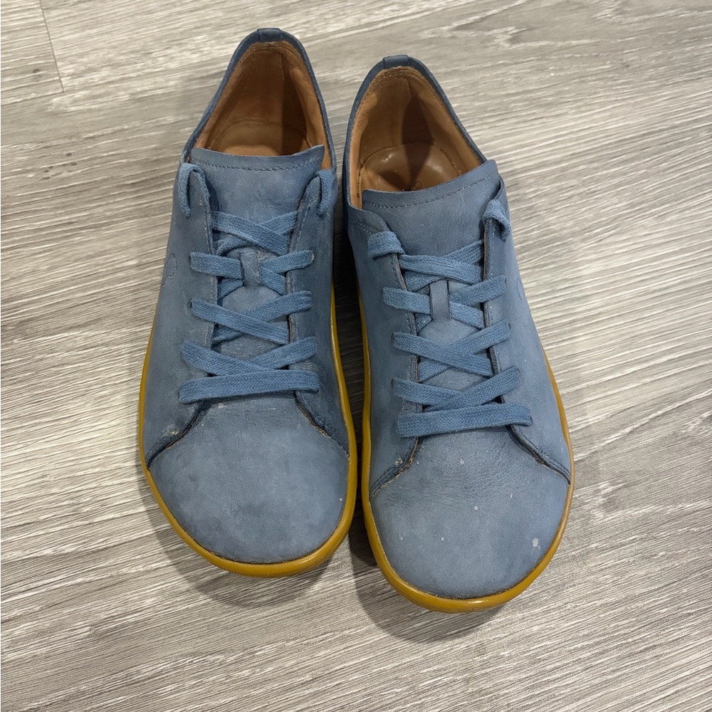 Vivo Barefoot Blue Leather Sneakers with Tan Trim Size EUR 40